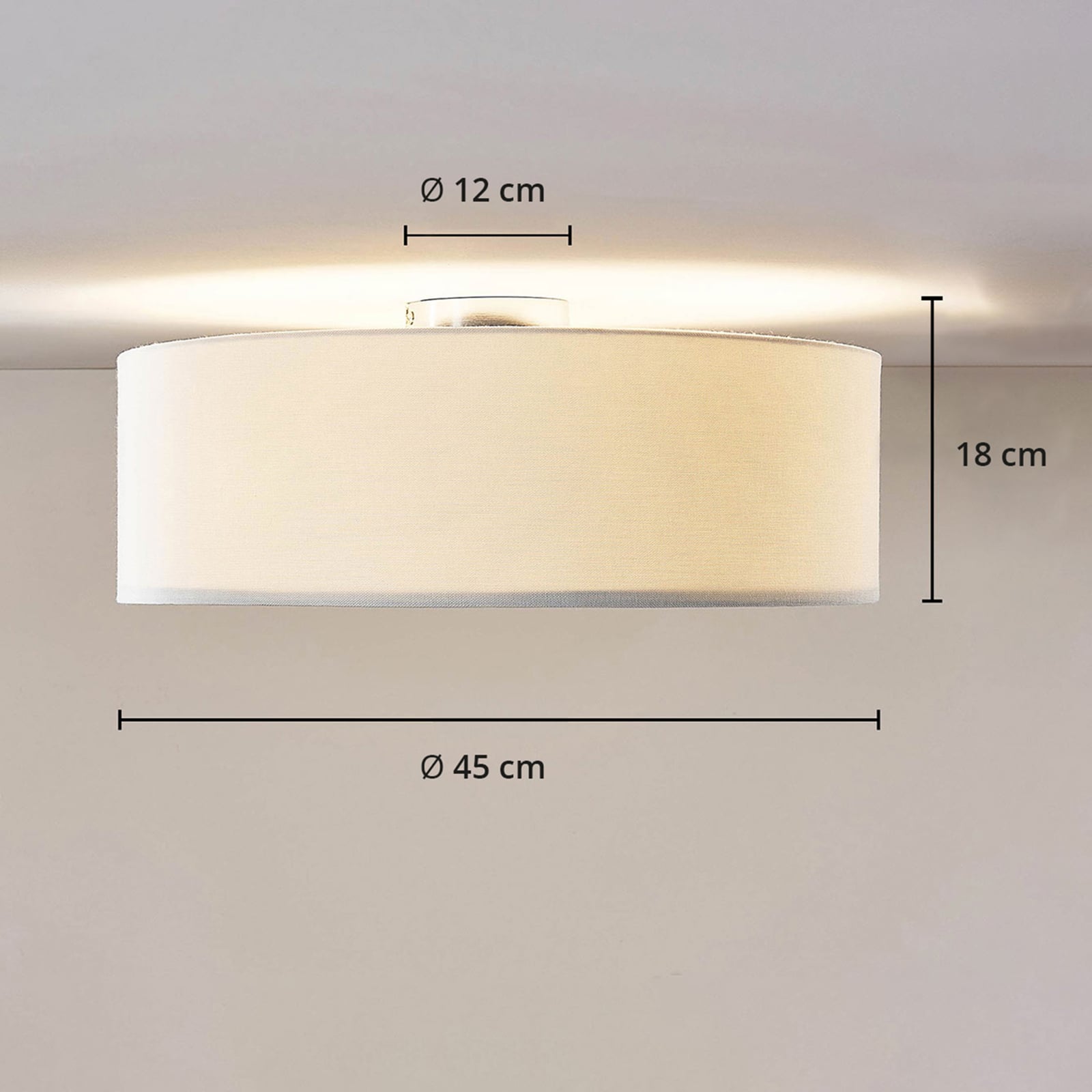 Lindby Stoff-Deckenlampe Mariat Wohnzimmerleuchte Deckenlampe Deckenlicht E27 - 4251096549232