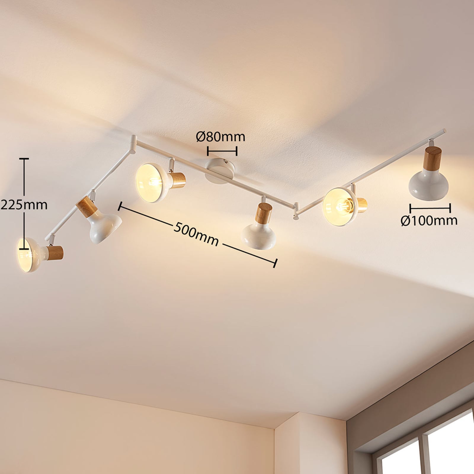 Lindby Deckenstrahler Fridolin LED 6-flammig dimmbar weiß Metall 160cm 10cm - 4251096546712
