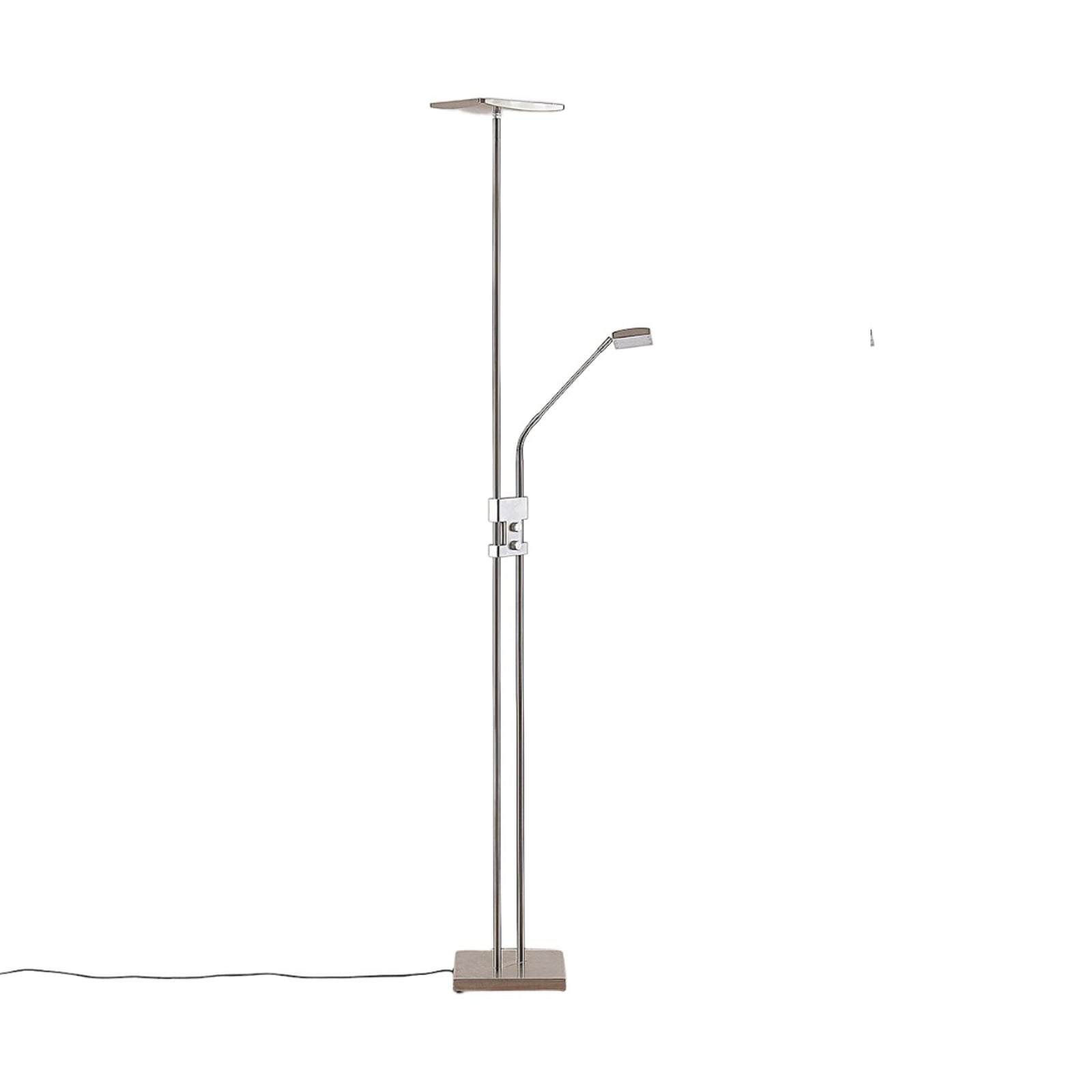 Lindby Stehlampe Jonne LED dimmbar Leselampe eckig nickel 180cm 15W warmweiß - 4251096546002