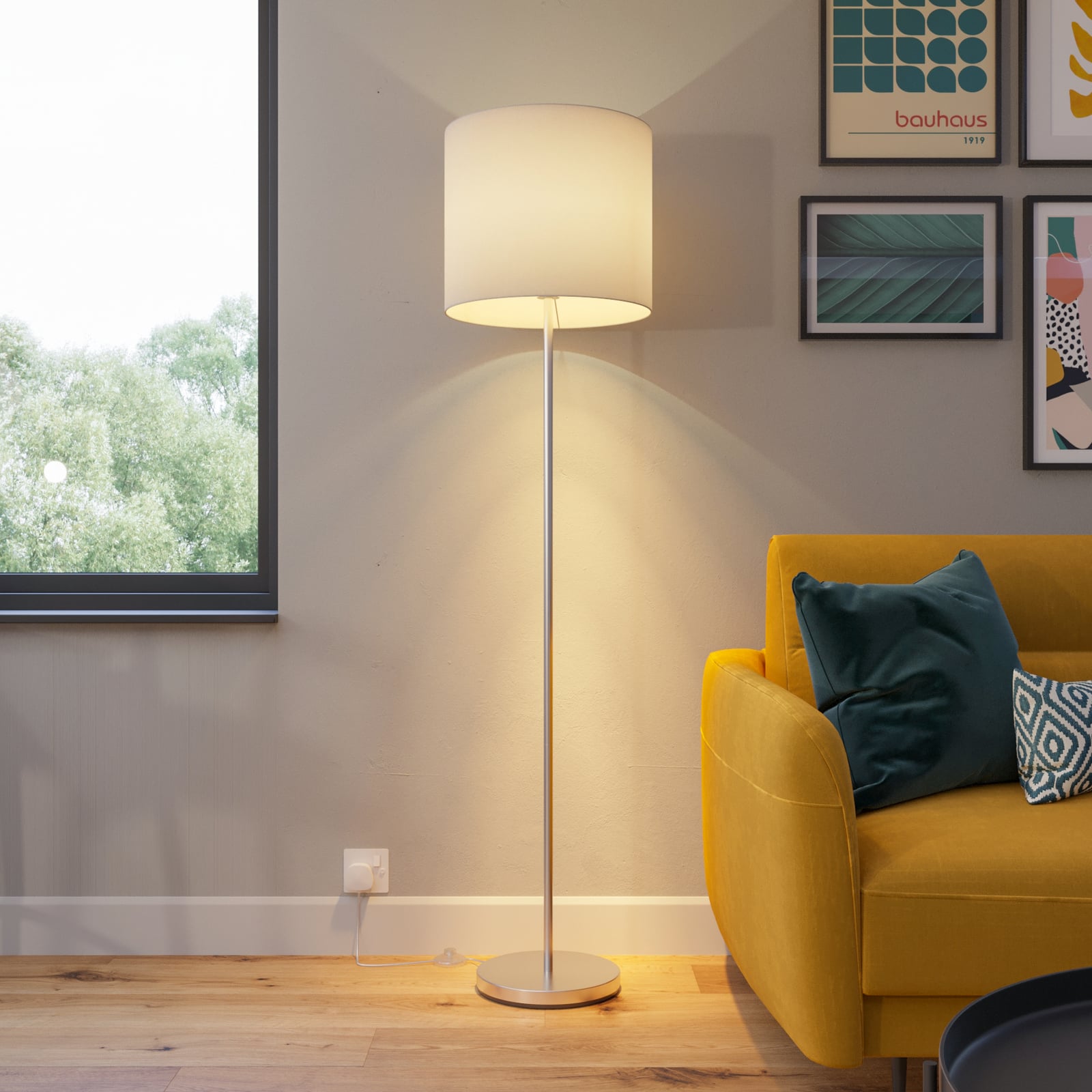 Lindby Stehlampe Stehleuchte Everly LED Lampe Leuchte weiß nickel 166cm hoch - 4251096545234