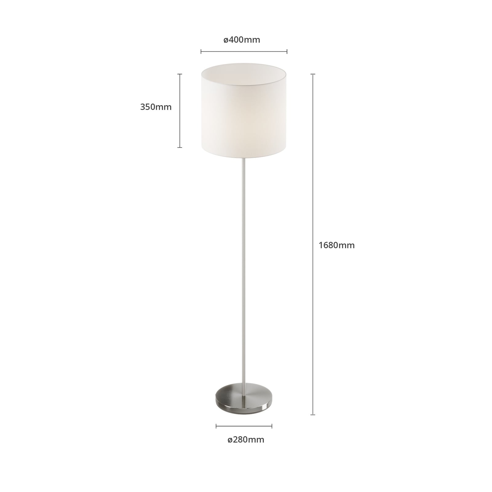 Lindby Stehlampe Stehleuchte Everly LED Lampe Leuchte weiß nickel 166cm hoch - 4251096545234