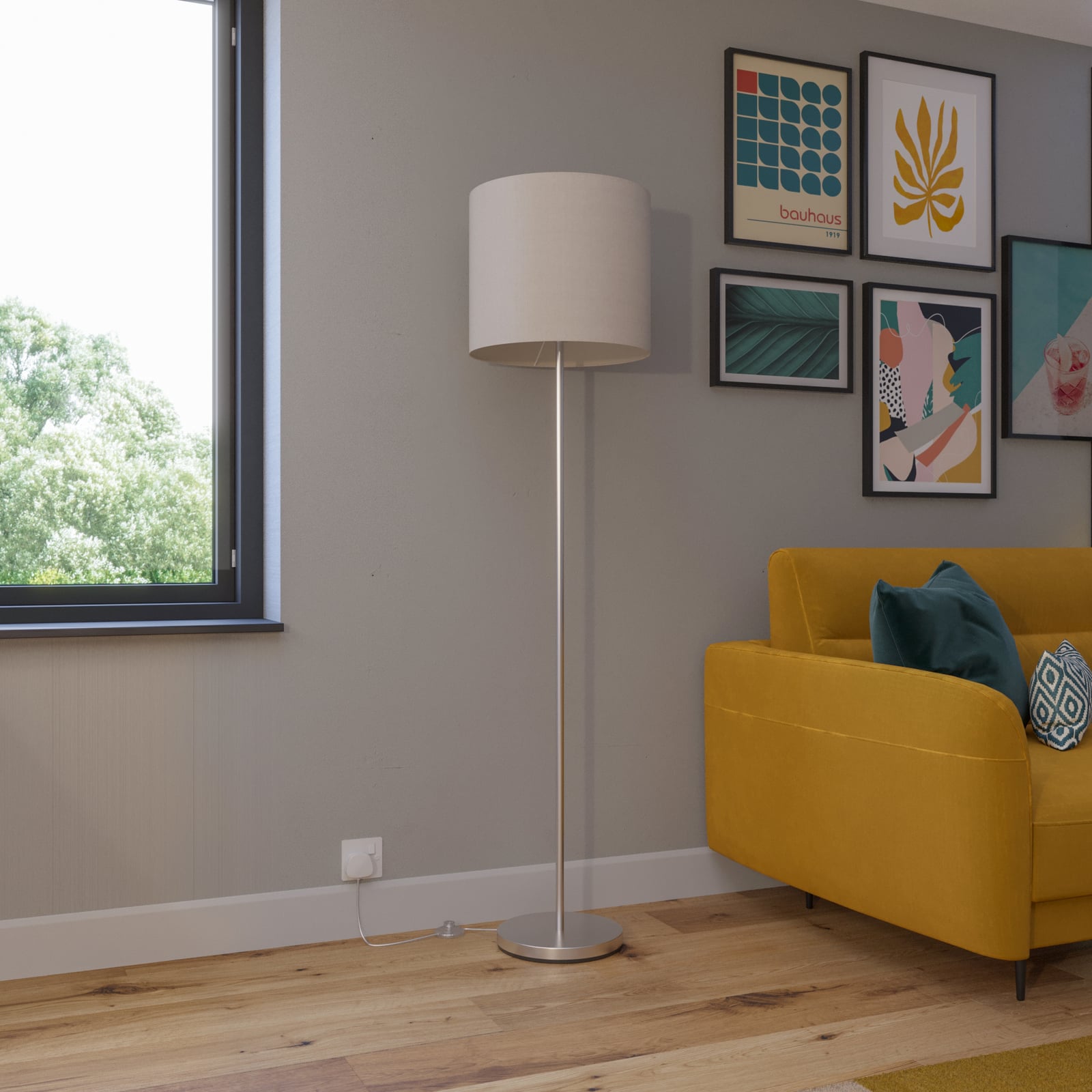 Lindby Stehlampe Stehleuchte Everly LED Lampe Leuchte weiß nickel 166cm hoch - 4251096545234