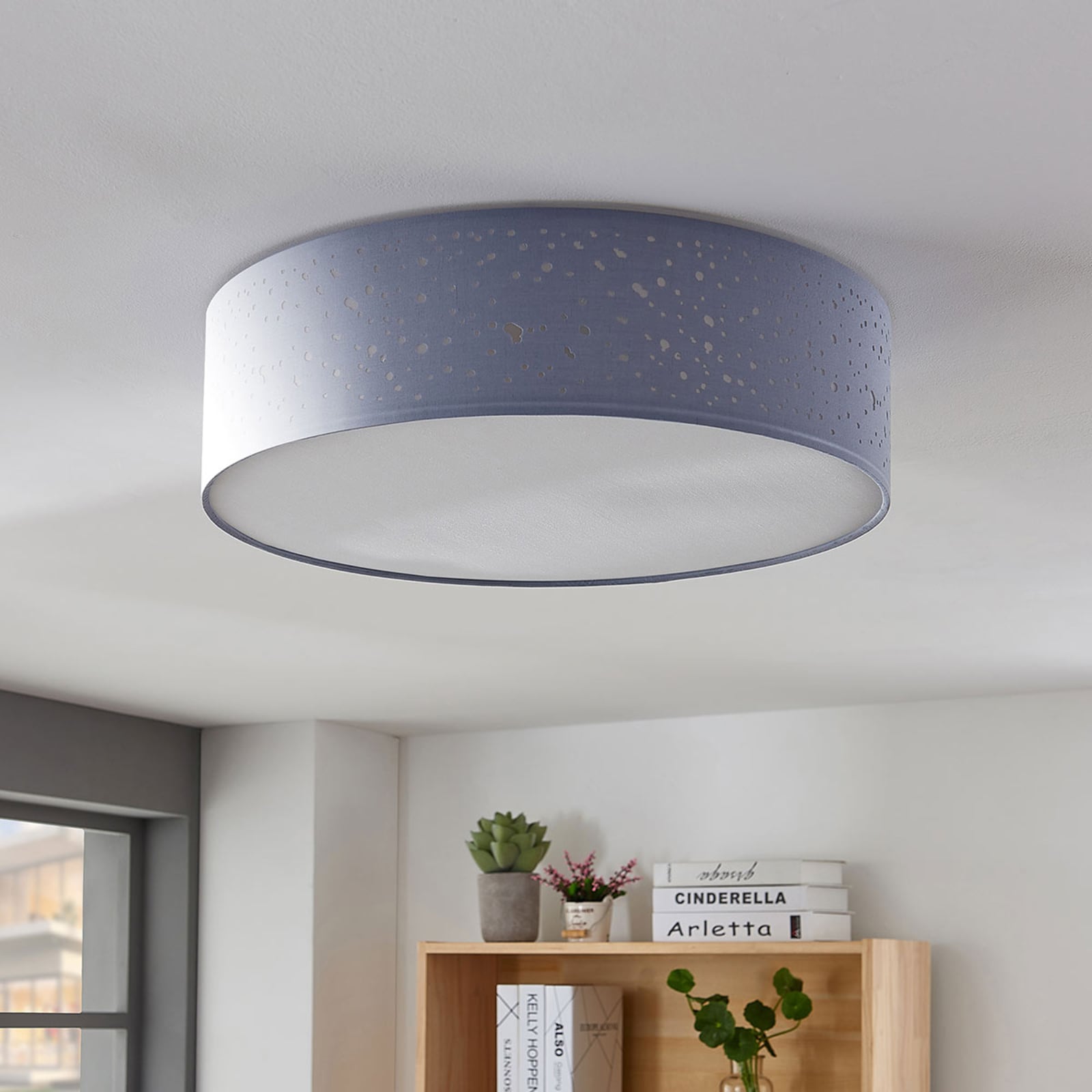 Lindby Deckenlampe Deckenleuchte Umma LED Lampe grau Ø50cm E27 dimmbar Leuchte - 4251096554045
