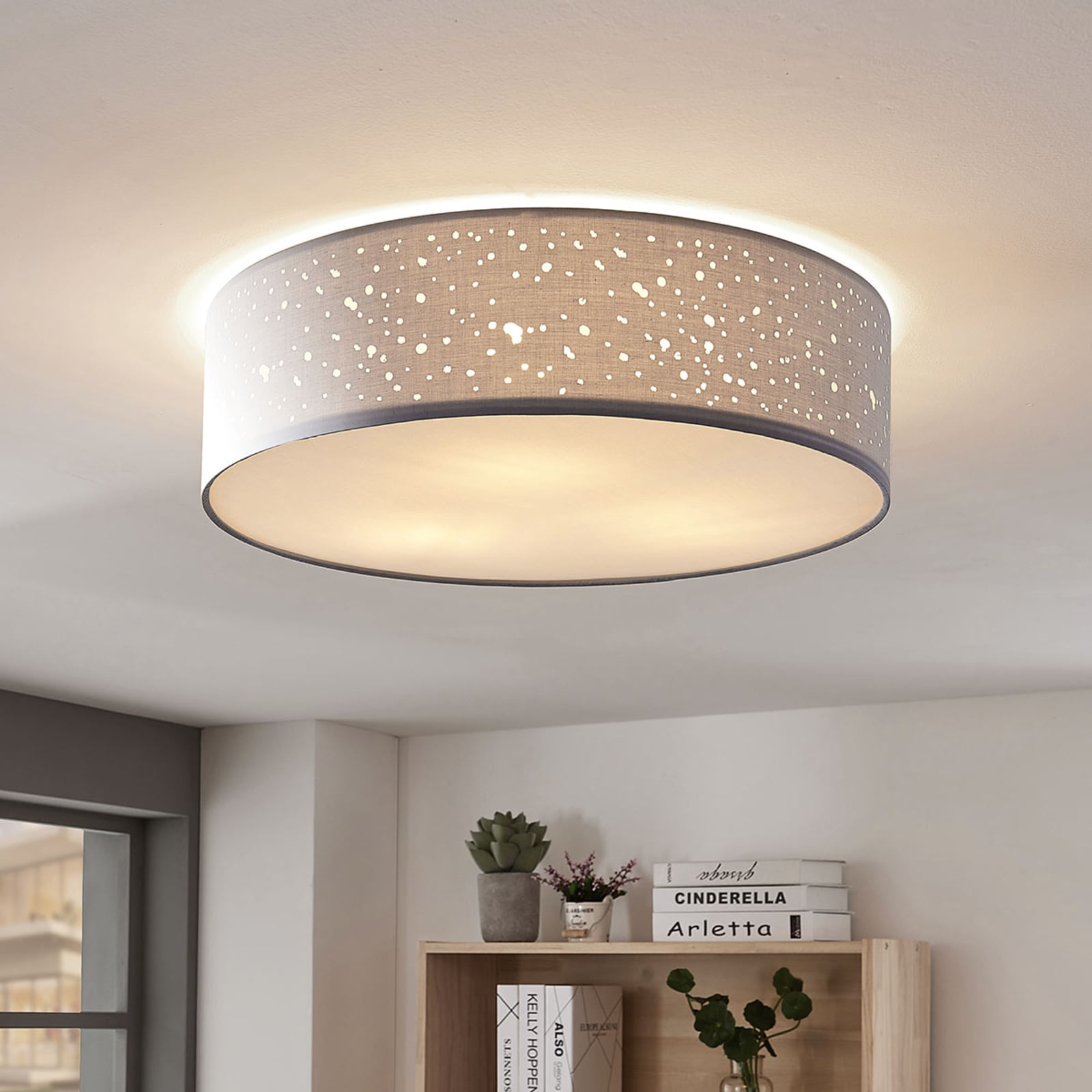 Lindby Deckenlampe Deckenleuchte Umma LED Lampe grau Ø50cm E27 dimmbar Leuchte - 4251096554045
