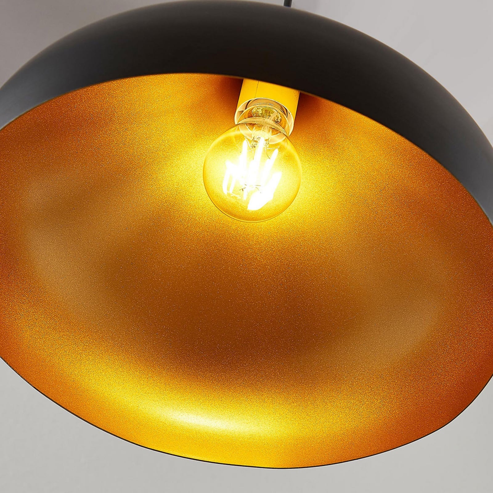 Lindby Hängelampe Hängeleuchte Ritana LED Pendelleuchte Lampe schwarz-gold Ø31cm - 4251096559866