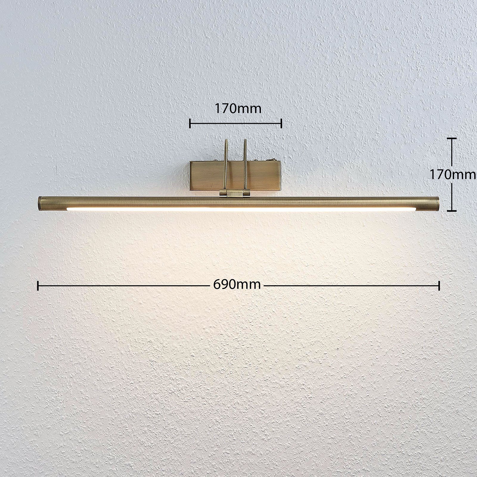 Lindby LED-Bilderleuchte Mailine Wandleuchte altmessing 69cm mit Schalter IP20 - 4251096559811