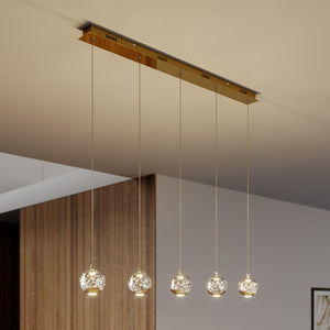 B-Ware Lucande Pendelleuchte Hängeleuchte Hayley LED 5-flammig gold Glas 96cm Leuchte