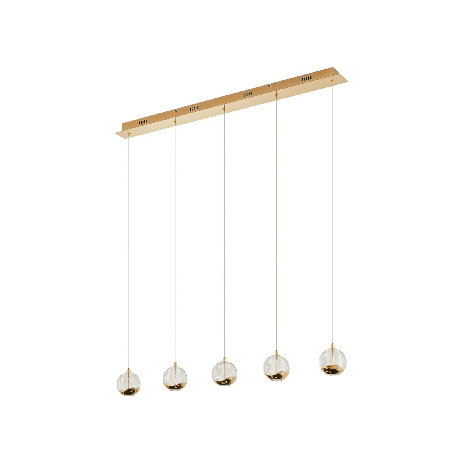 Lucande Pendelleuchte Hängeleuchte Hayley LED 5-flammig gold Glas 96cm Leuchte - 4251096562491