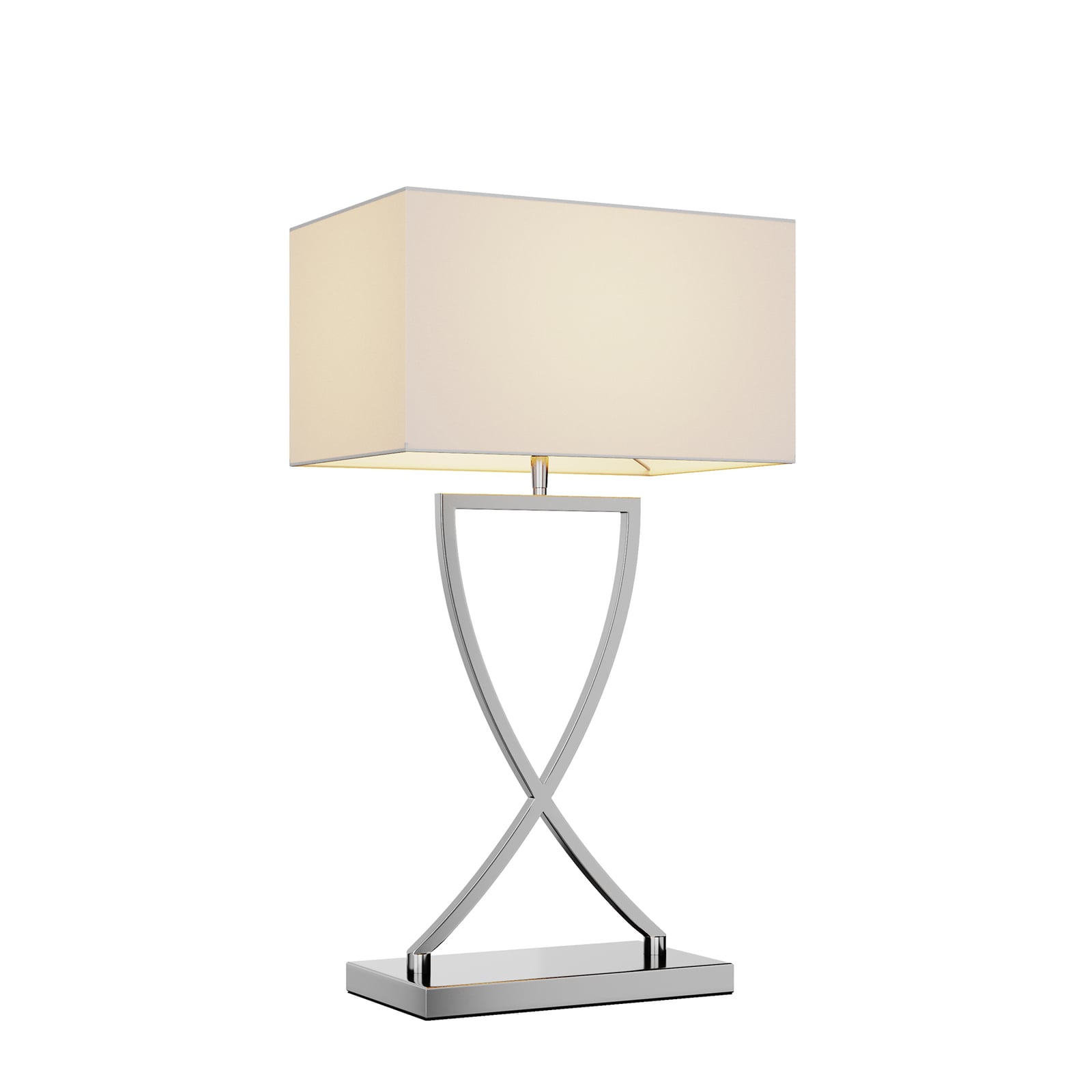 Lucande Tischleuchte Evaine LED Lampe Tischlampe chrom weiß 66cm 35x20cm - 4251096566642