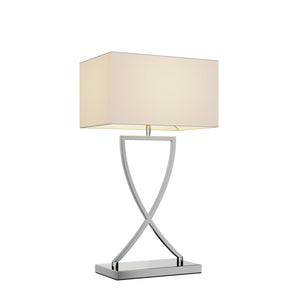 B-Ware Lucande Tischleuchte Evaine LED Lampe Tischlampe chrom weiß 66cm 35x20cm