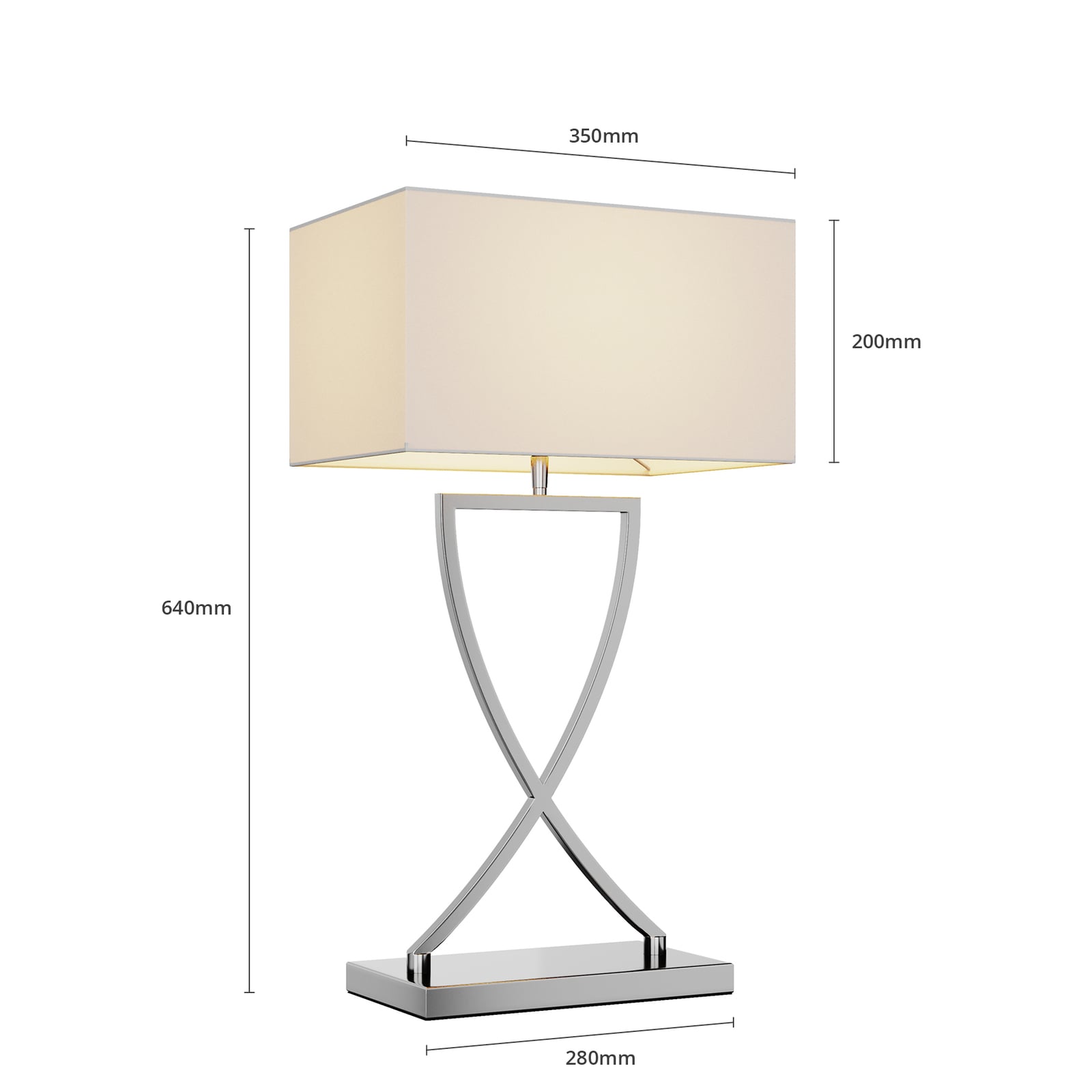 Lucande Tischleuchte Evaine LED Lampe Tischlampe chrom weiß 66cm 35x20cm - 4251096566642