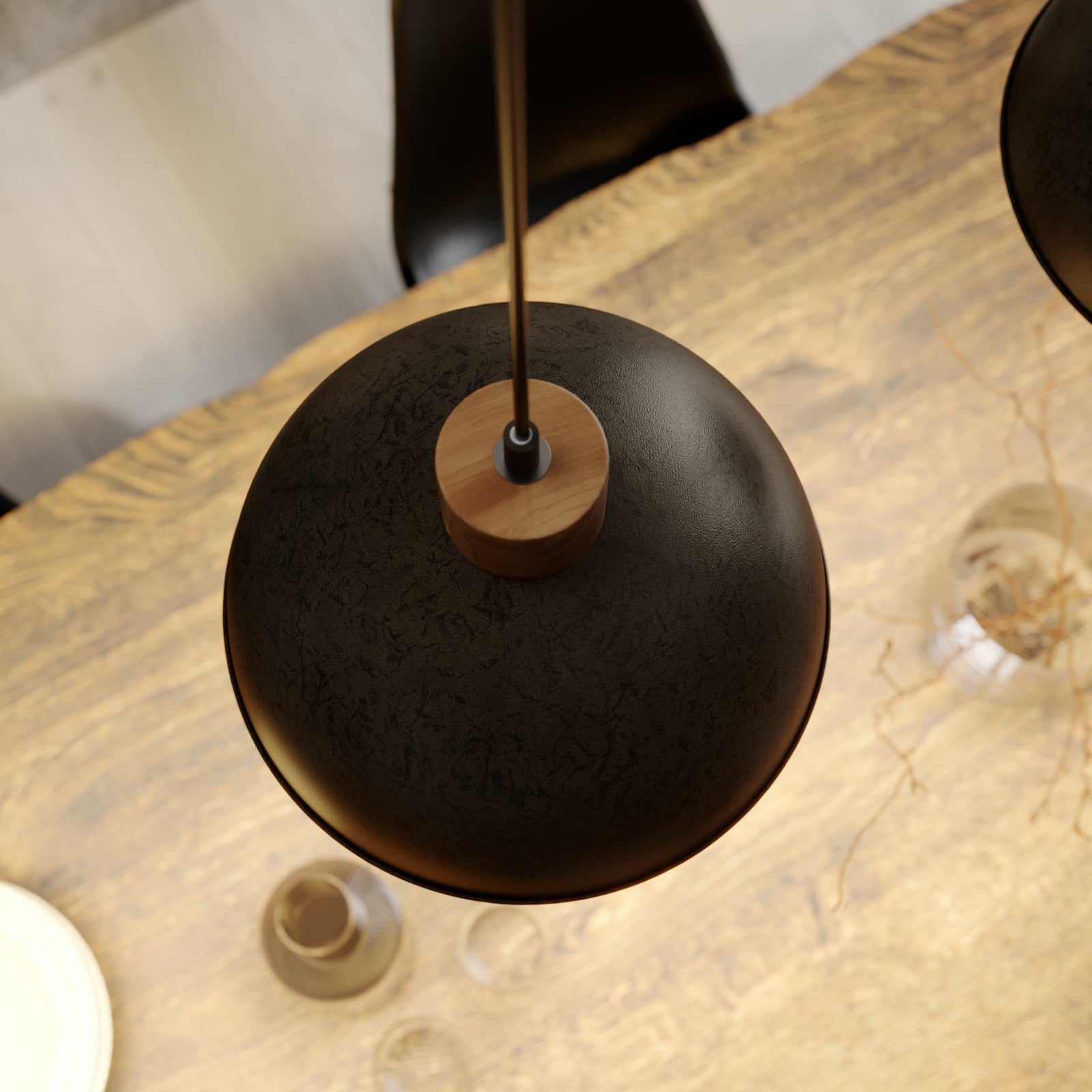 Lindby Hängeleuchte Holgar LED Pendelleuchte dimmbar grau Holz Metall E27 3-flg - 4251096571271