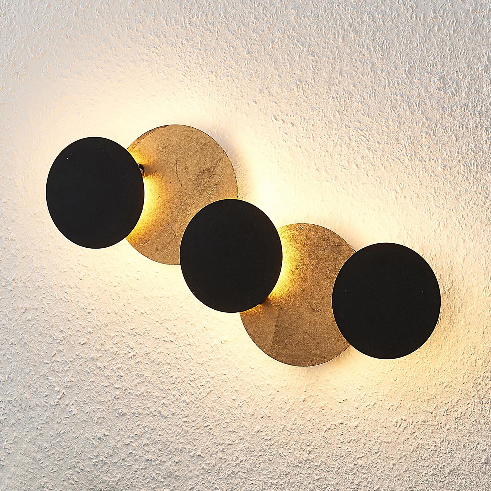 Lindby Wandleuchte Grazyna LED Wandlampe 5-flg verstellbar schwarz gold 52cm - 4251096566697