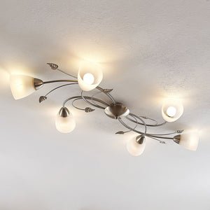 B-Ware Lindby Deckenlampe Yannie LED Leuchte 6-flg dimmbar nickel weiß 106x58,5cm