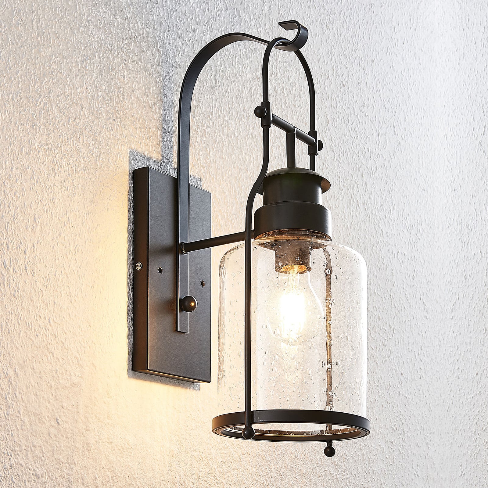 Lindby Wandleuchte Rozalie LED Wandlampe Lampe dimmbar schwarz 44cm Metall Glas - 4251096572230