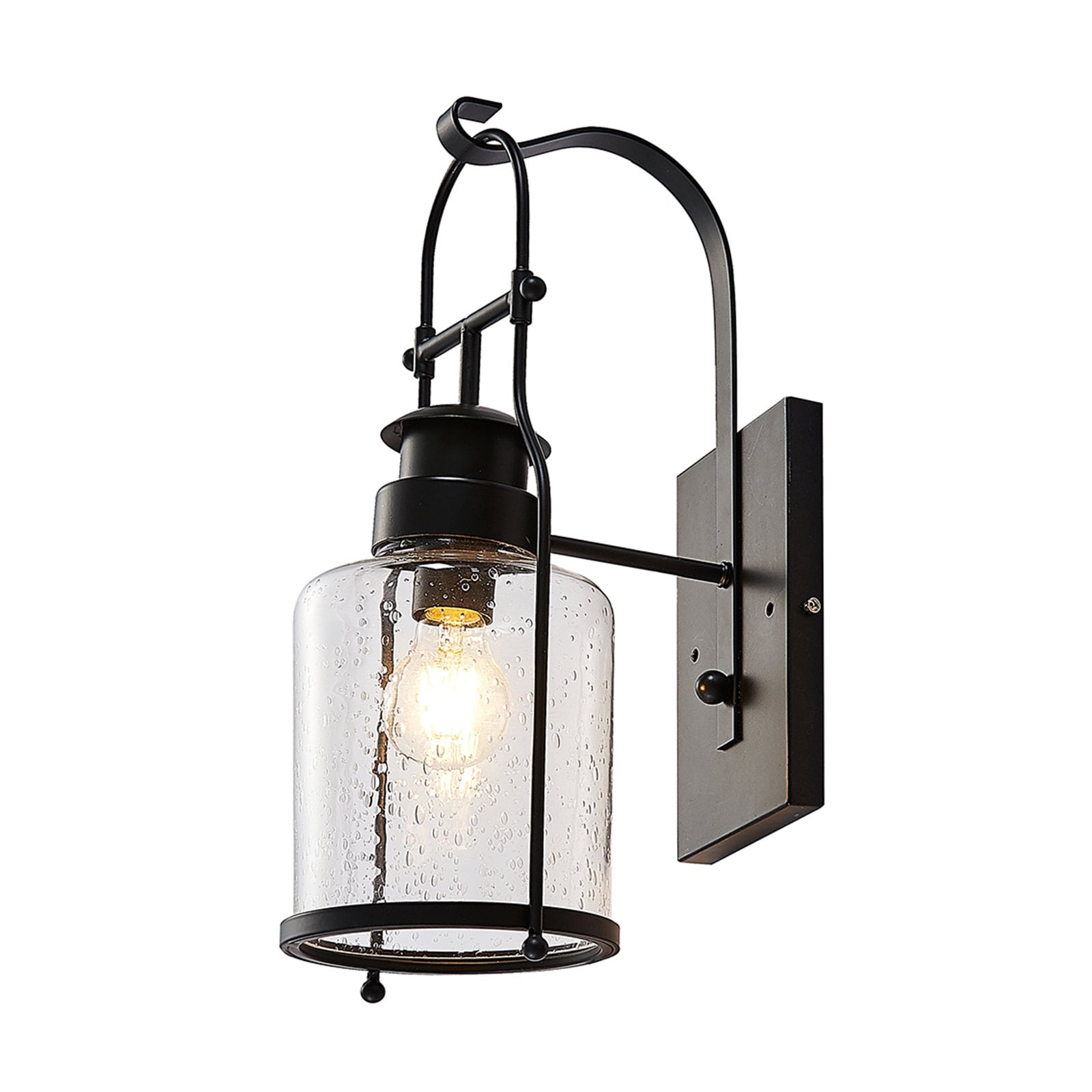 Lindby Wandleuchte Rozalie LED Wandlampe Lampe dimmbar schwarz 44cm Metall Glas - 4251096572230