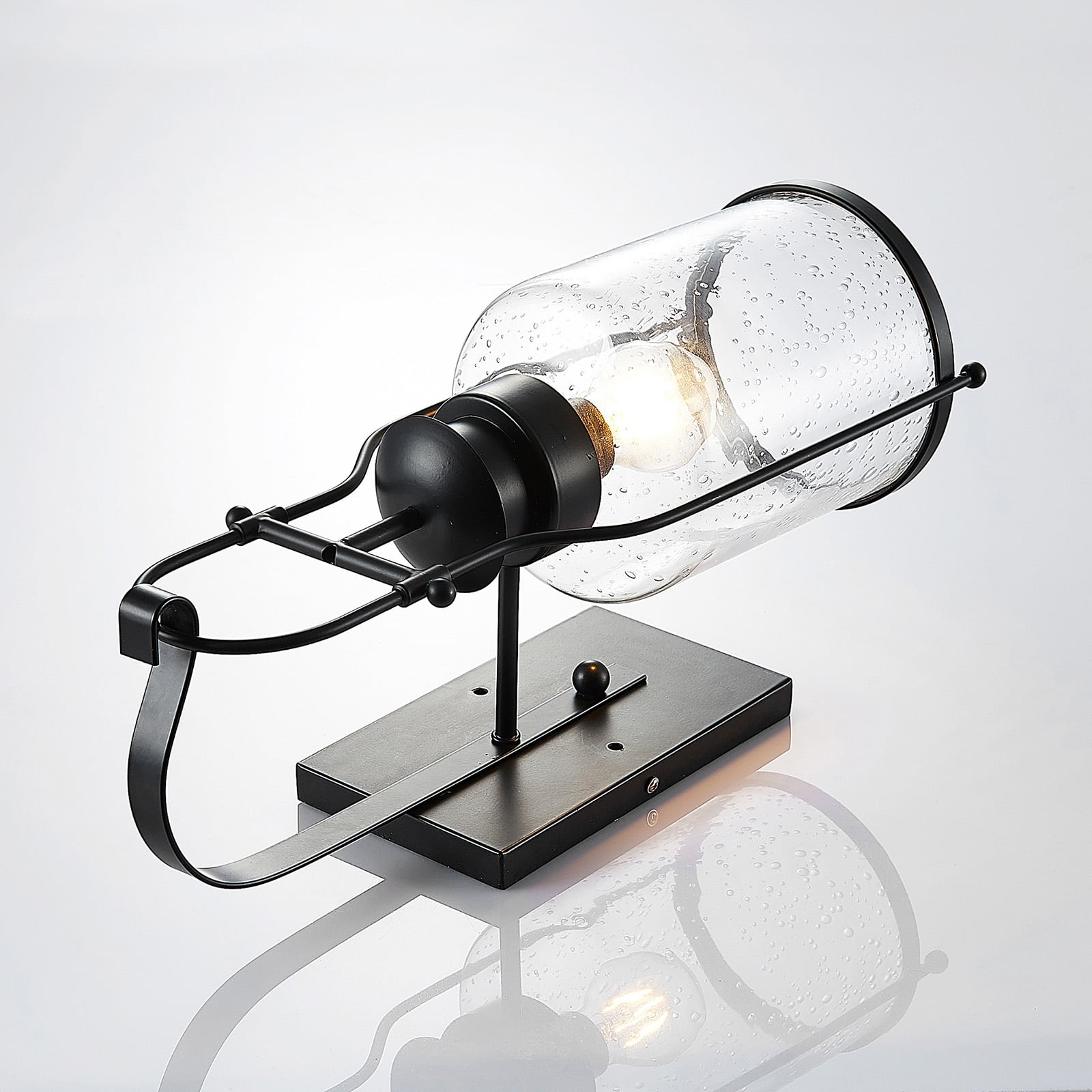 Lindby Wandleuchte Rozalie LED Wandlampe Lampe dimmbar schwarz 44cm Metall Glas - 4251096572230