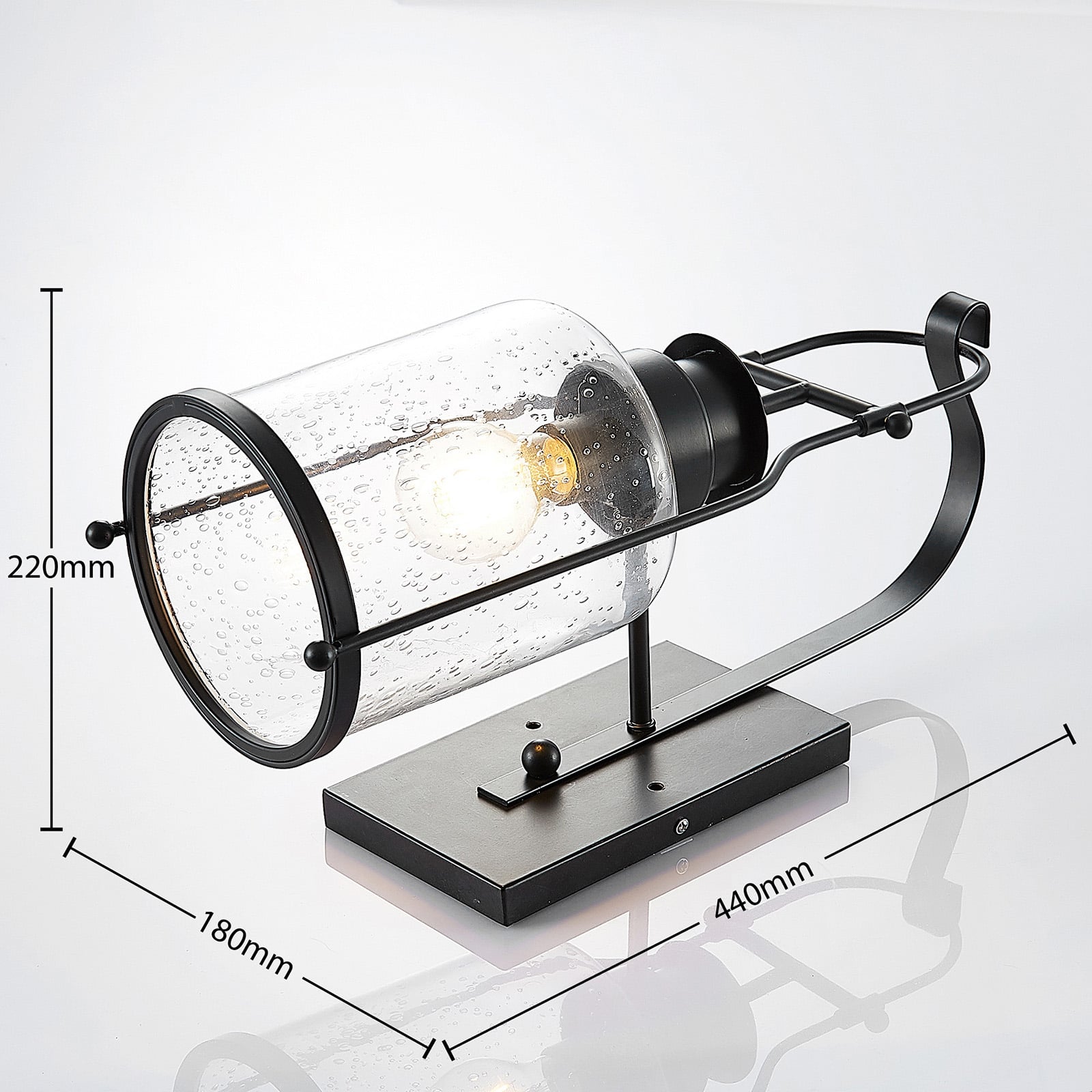 Lindby Wandleuchte Rozalie LED Wandlampe Lampe dimmbar schwarz 44cm Metall Glas - 4251096572230
