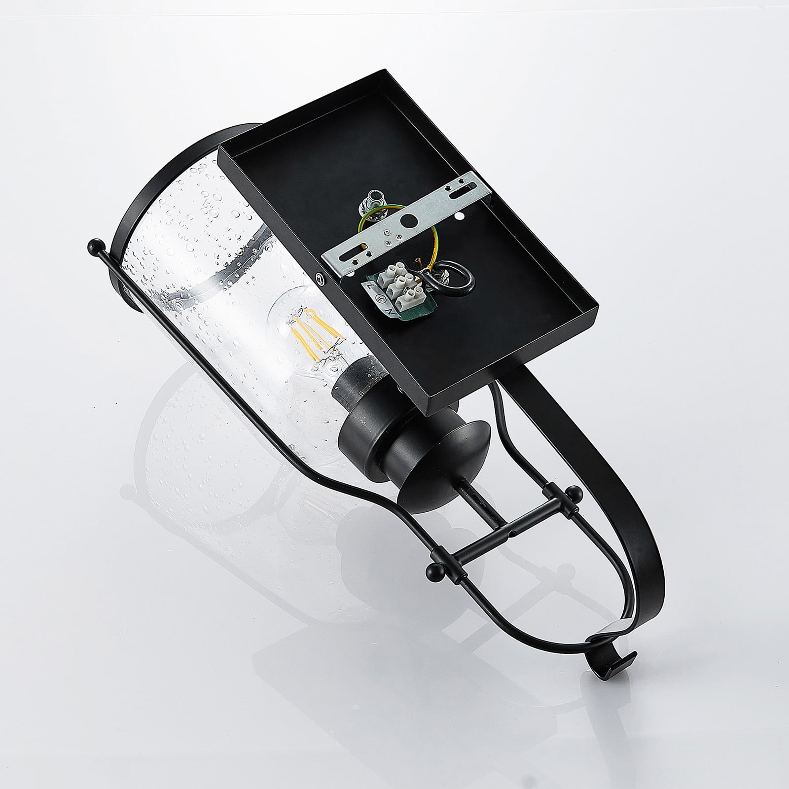 Lindby Wandleuchte Rozalie LED Wandlampe Lampe dimmbar schwarz 44cm Metall Glas - 4251096572230
