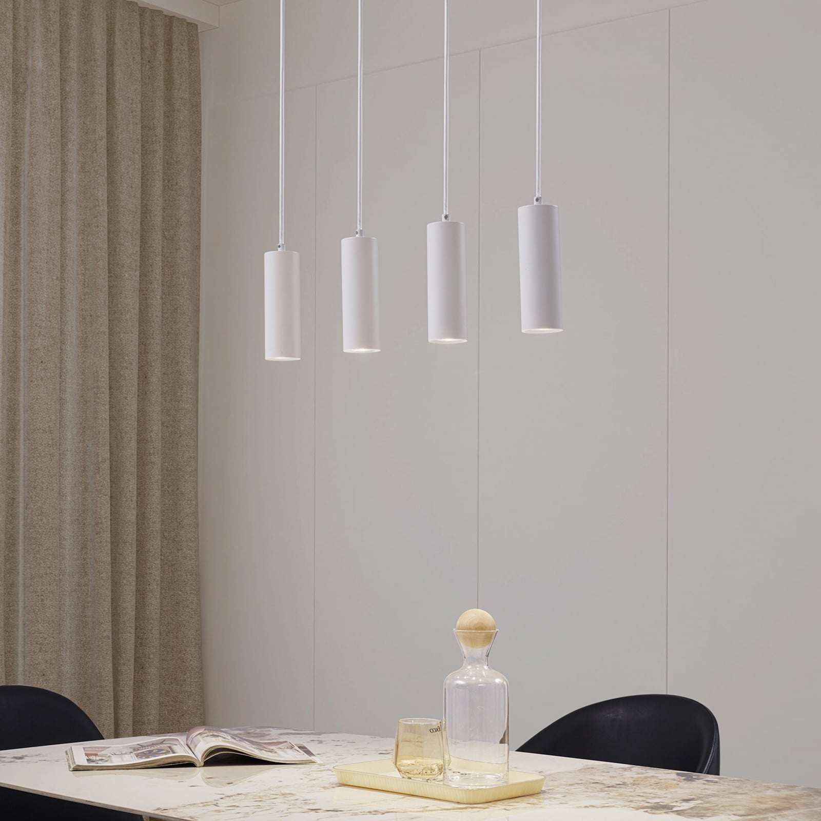 Lindby Hängeleuchte Joffrey LED Pendelleuchte 4-flg dimmbar weiß 76cm - 4251096573022