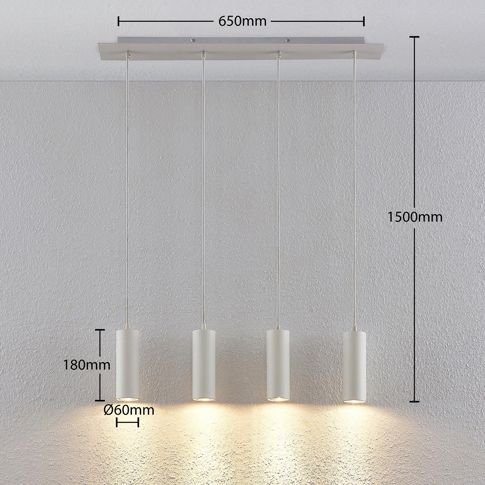 Lindby Hängeleuchte Joffrey LED Pendelleuchte 4-flg dimmbar weiß 76cm - 4251096573022