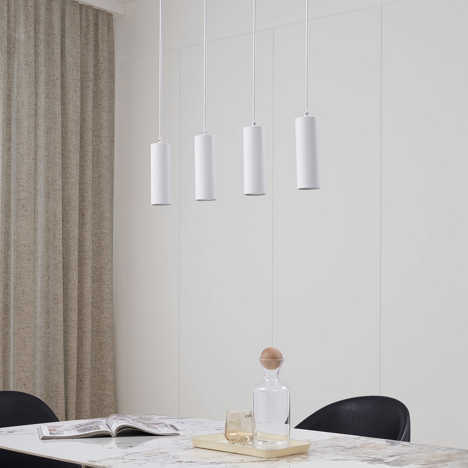 Lindby Hängeleuchte Joffrey LED Pendelleuchte 4-flg dimmbar weiß 76cm - 4251096573022