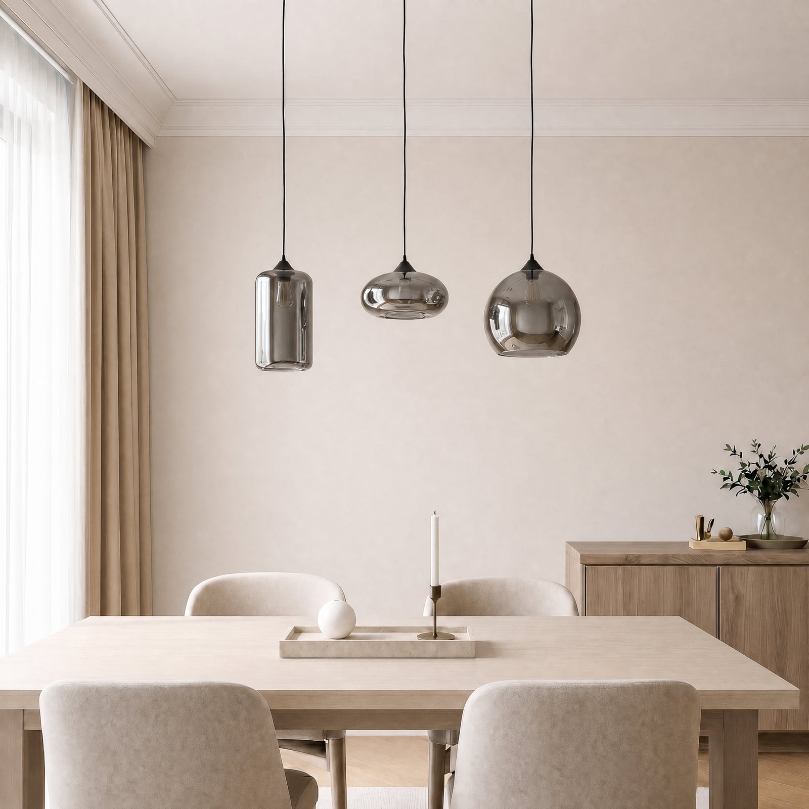 Lindby Pendelleuchte Hängeleuchte Marla LED Lampe 3-flg. dimmbar rauchgrau 102cm - 4251096569766