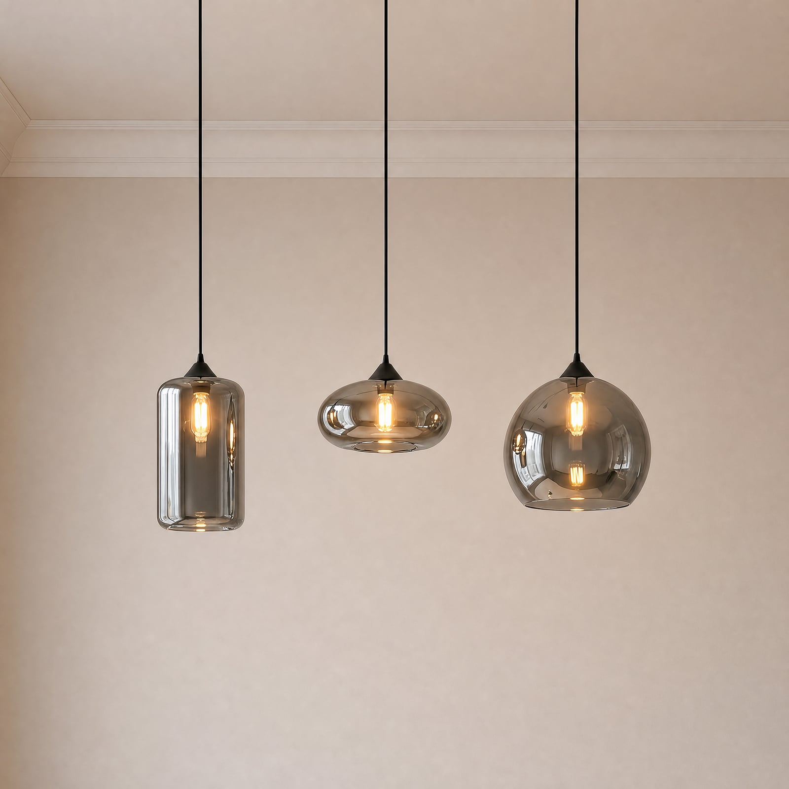 Lindby Pendelleuchte Hängeleuchte Marla LED Lampe 3-flg. dimmbar rauchgrau 102cm - 4251096569766