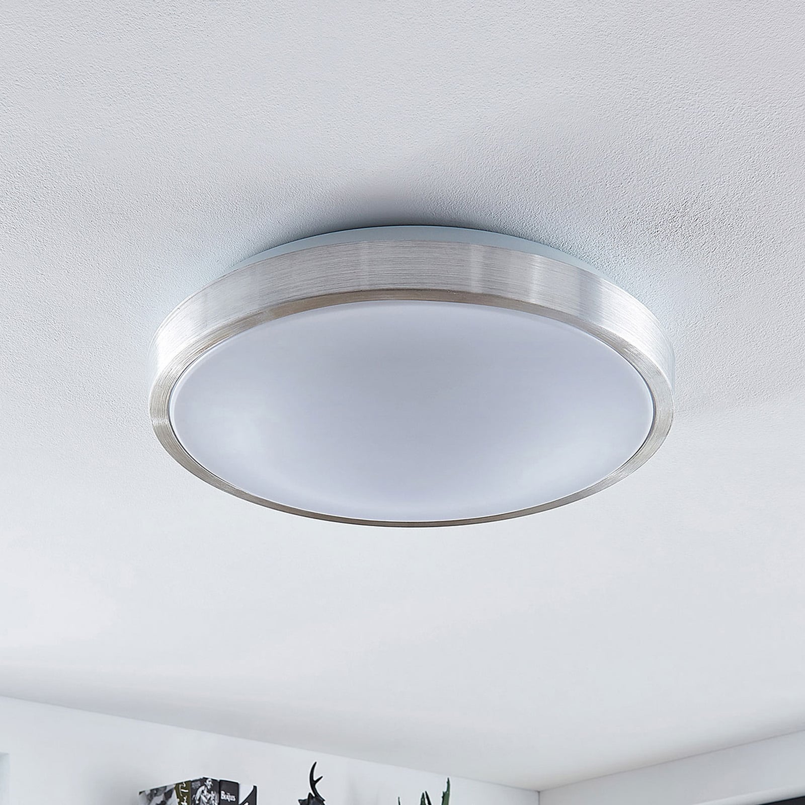 Lindby Deckenlampe Deckenleuchte Emelie LED Lampe Leuchte warmweiß Ø42cm silber - 4251096565676