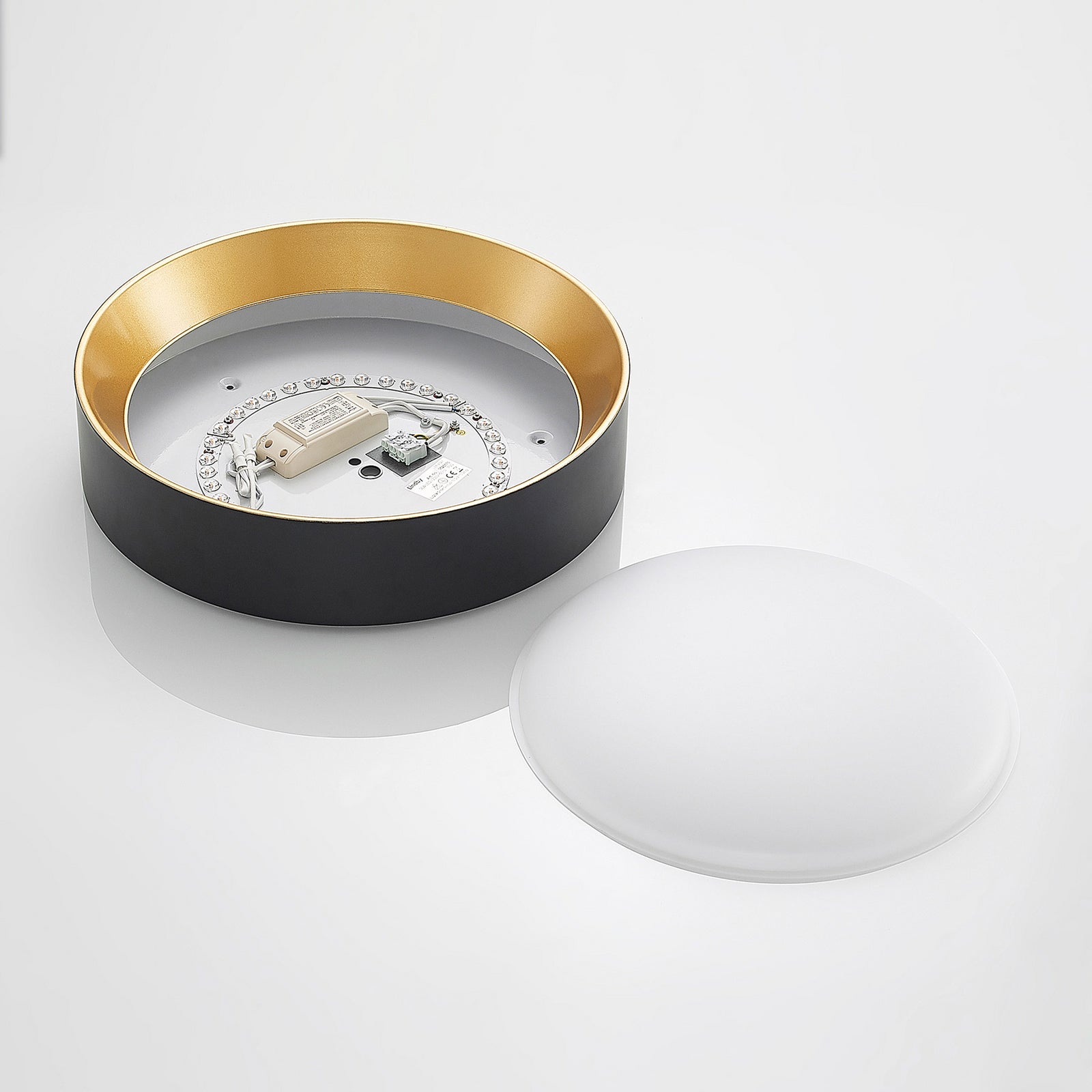 Lindby Deckenleuchte Kambia LED Lampe Leuchte schwarz-gold Ø45cm 36W warmweiß - 4251911702668