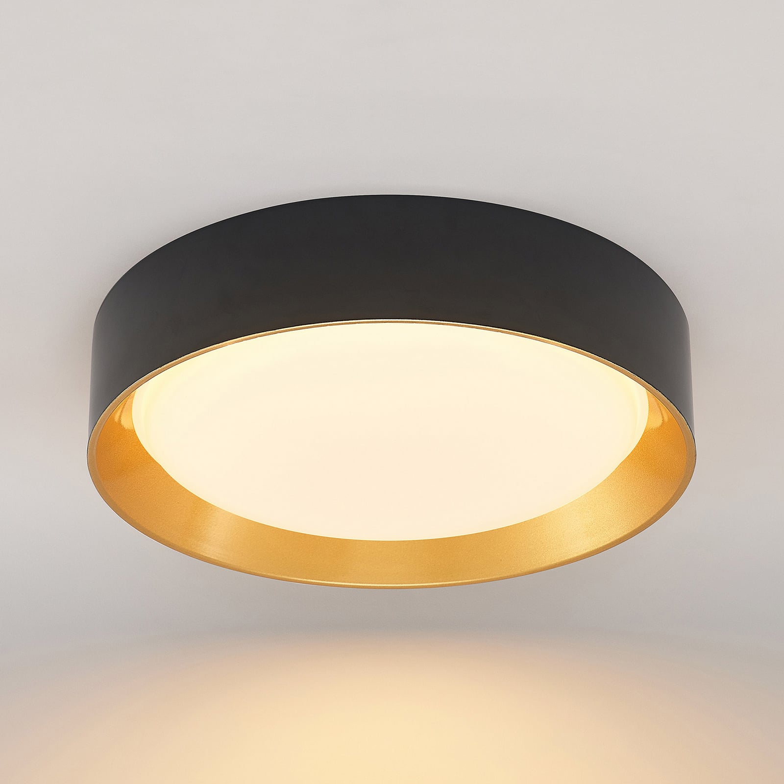 Lindby Deckenleuchte Kambia LED Lampe Leuchte schwarz-gold Ø45cm 36W warmweiß - 4251911702668