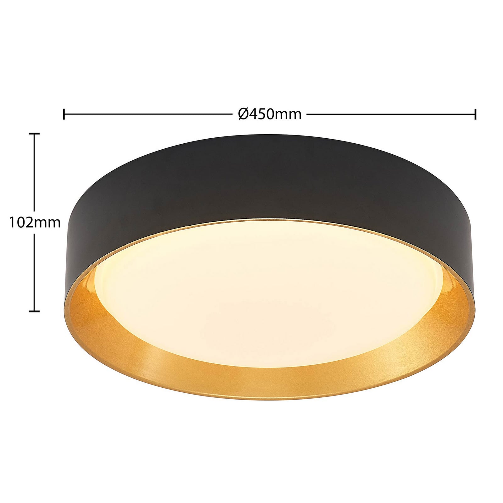 Lindby Deckenleuchte Kambia LED Lampe Leuchte schwarz-gold Ø45cm 36W warmweiß - 4251911702668