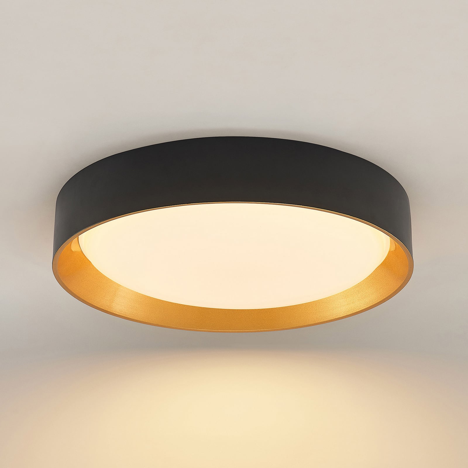 Lindby Deckenleuchte Kambia LED Lampe Leuchte schwarz gold Ø55cm 48W warmweiß - 4251911702675