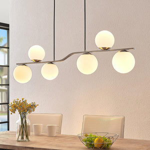 B-Ware Lindby Hängelampe Hängeleuchte Avalyn LED Pendelleuchte dimmbar nickel 110x16cm