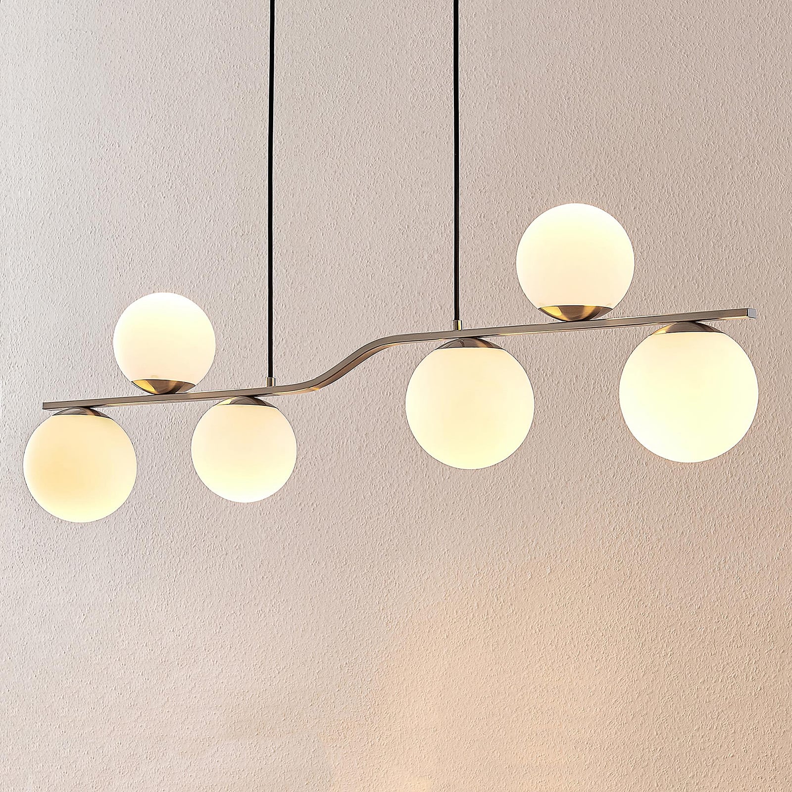 Lindby Hängelampe Hängeleuchte Avalyn LED Pendelleuchte dimmbar nickel 110x16cm - 4251096572858