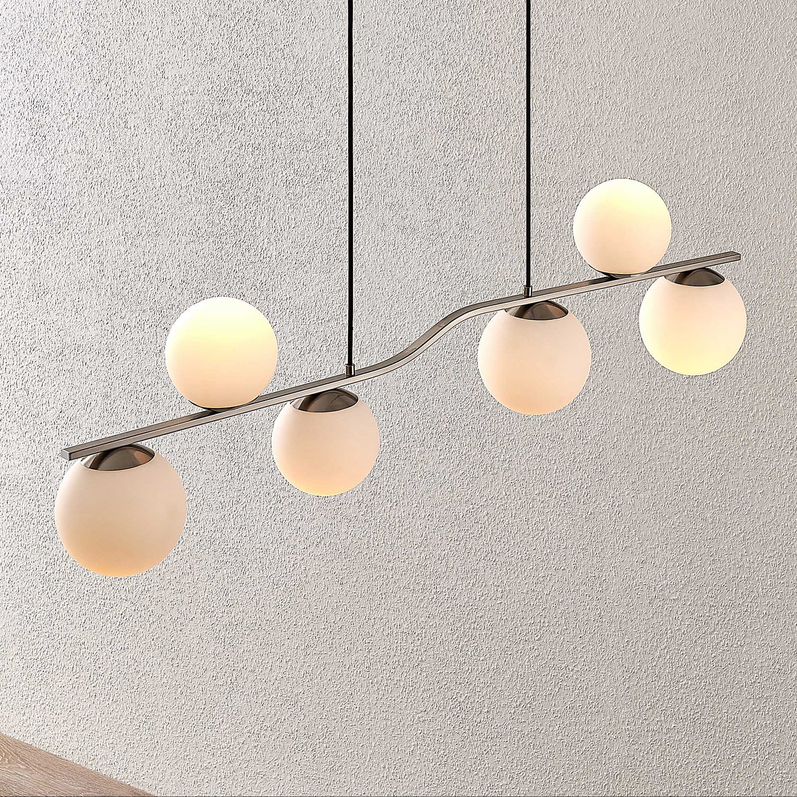 Lindby Hängelampe Hängeleuchte Avalyn LED Pendelleuchte dimmbar nickel 110x16cm - 4251096572858