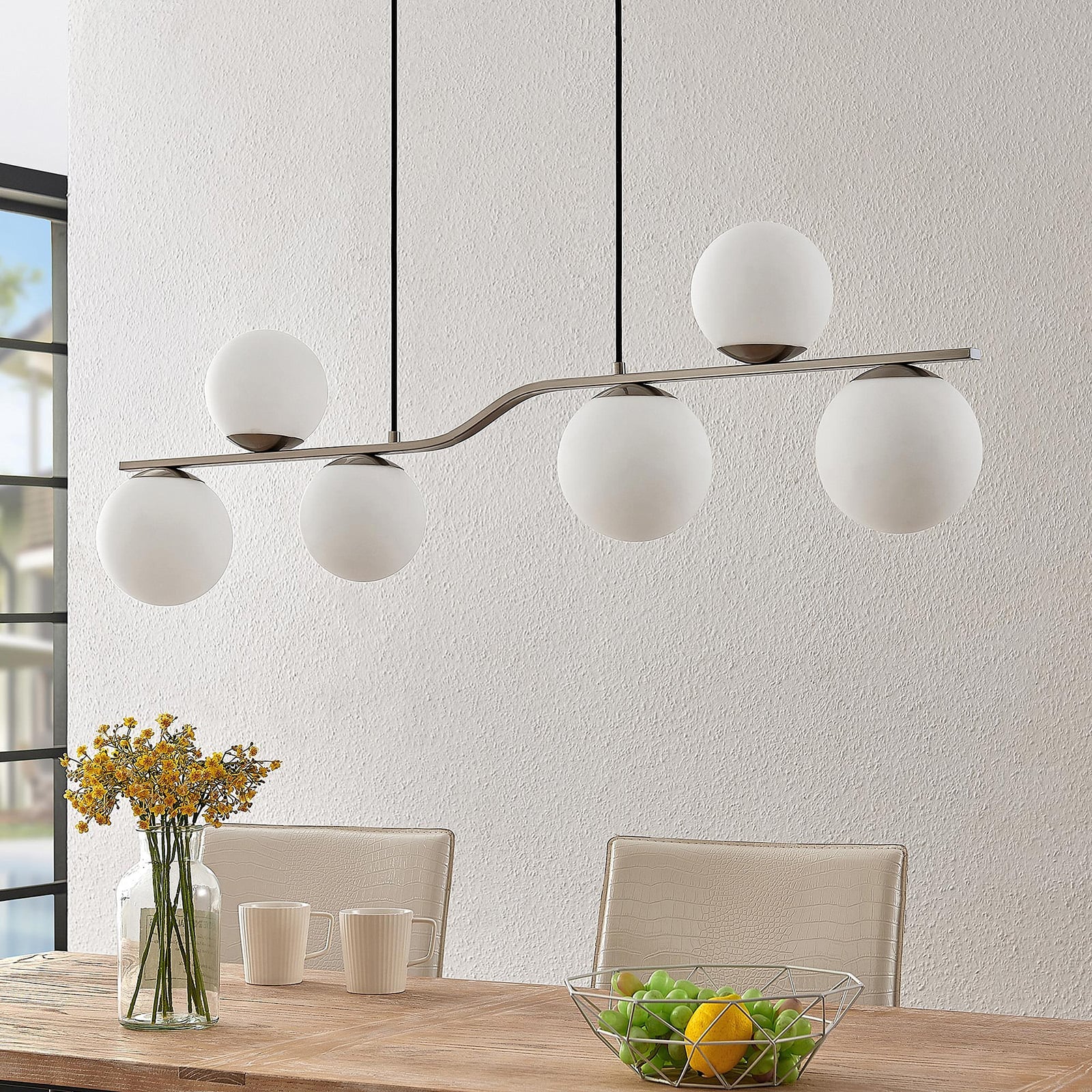Lindby Hängelampe Hängeleuchte Avalyn LED Pendelleuchte dimmbar nickel 110x16cm - 4251096572858