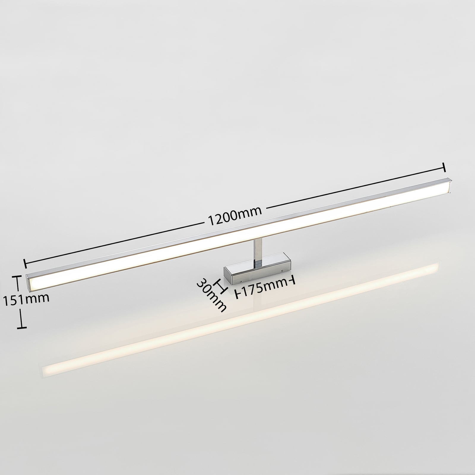 Lindby LED-Spiegelleuchte Jukka Wandleuchte Lampe chrom 120cm IP44 warmweiß - 4251096580648