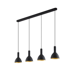 B-Ware Arcchio Hängelampe Cosmina 4-flammig LED Pendelleuchte schwarz gold 120cm