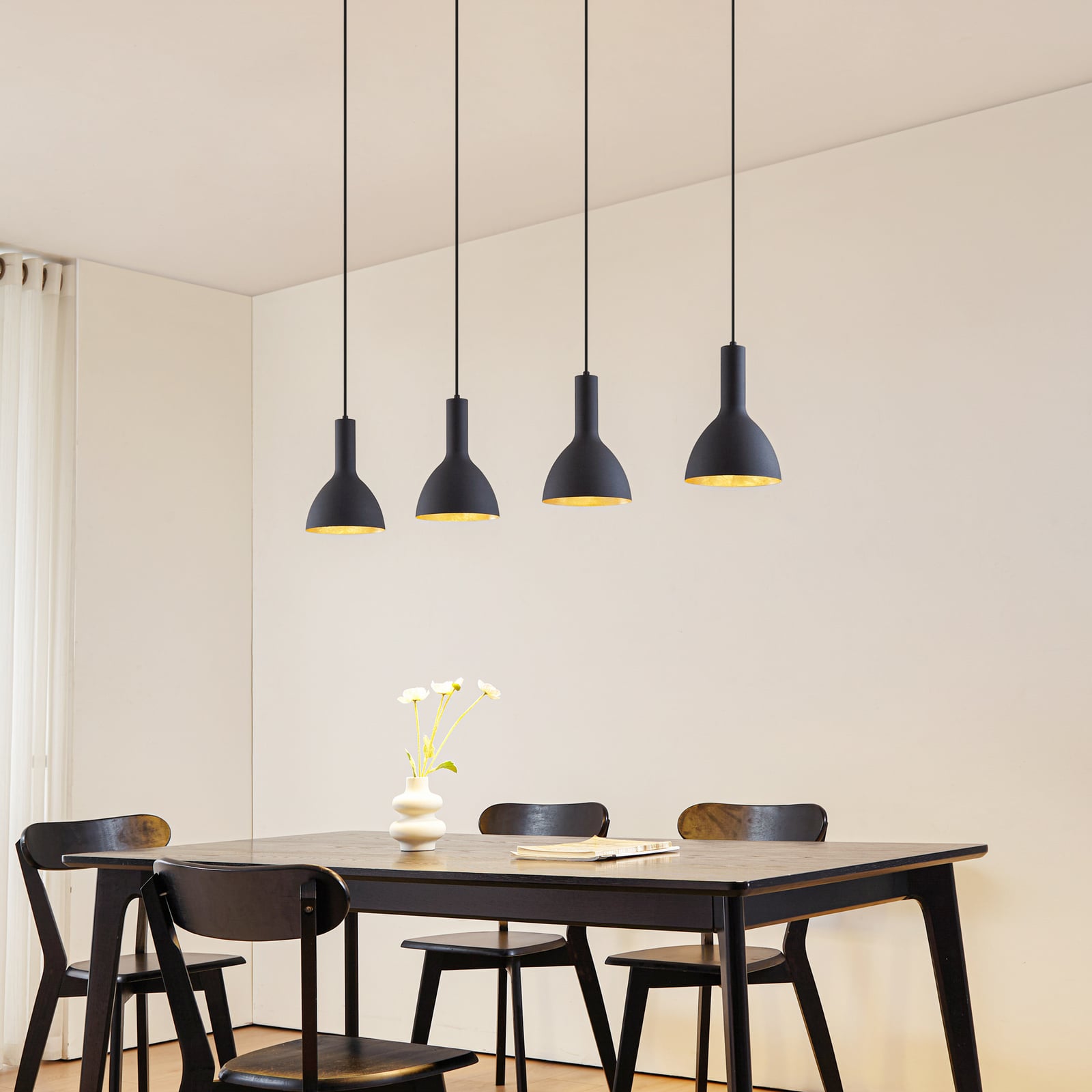 Arcchio Hängelampe Cosmina 4-flammig LED Pendelleuchte schwarz gold 120cm - 4251096578010