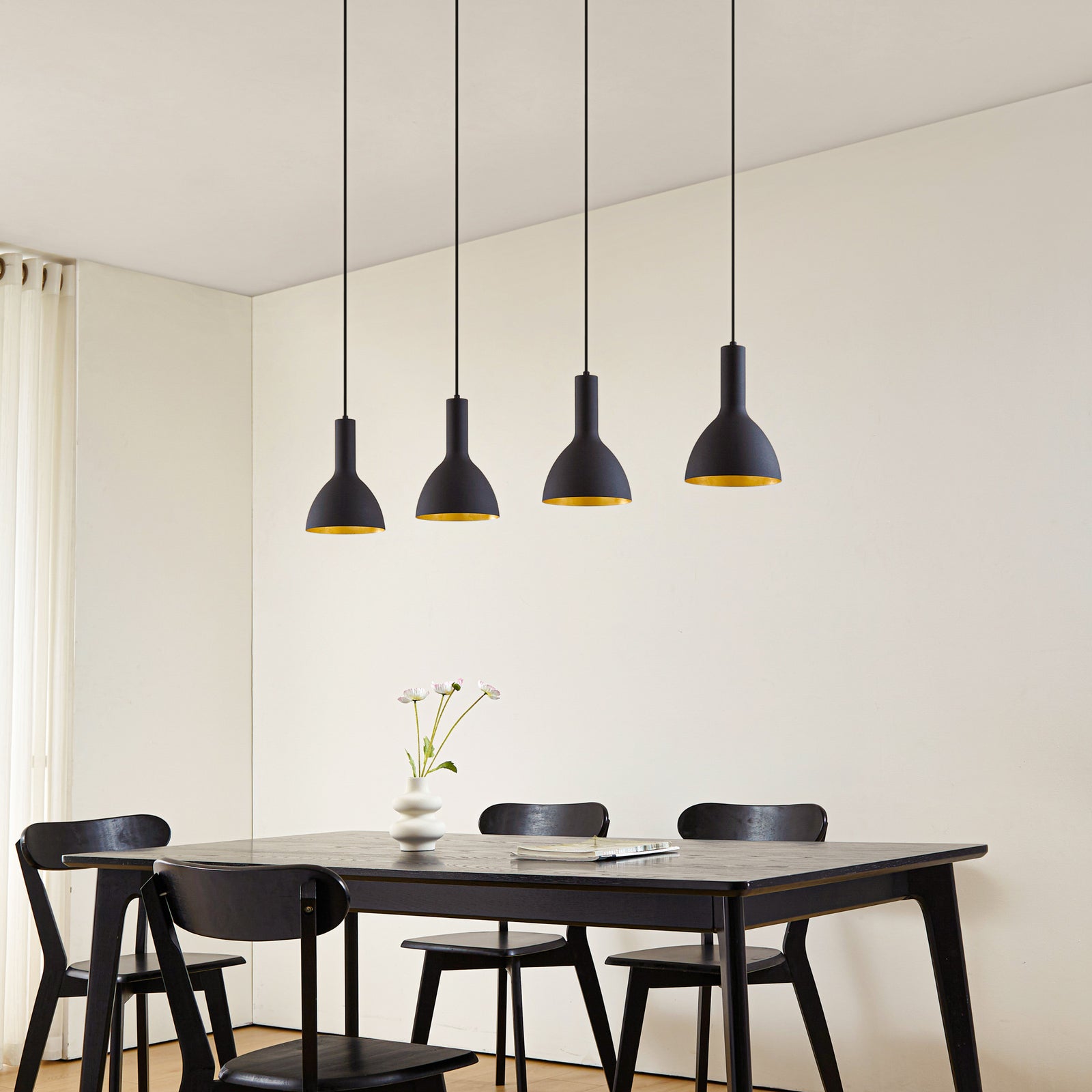Arcchio Hängelampe Cosmina 4-flammig LED Pendelleuchte schwarz gold 120cm - 4251096578010