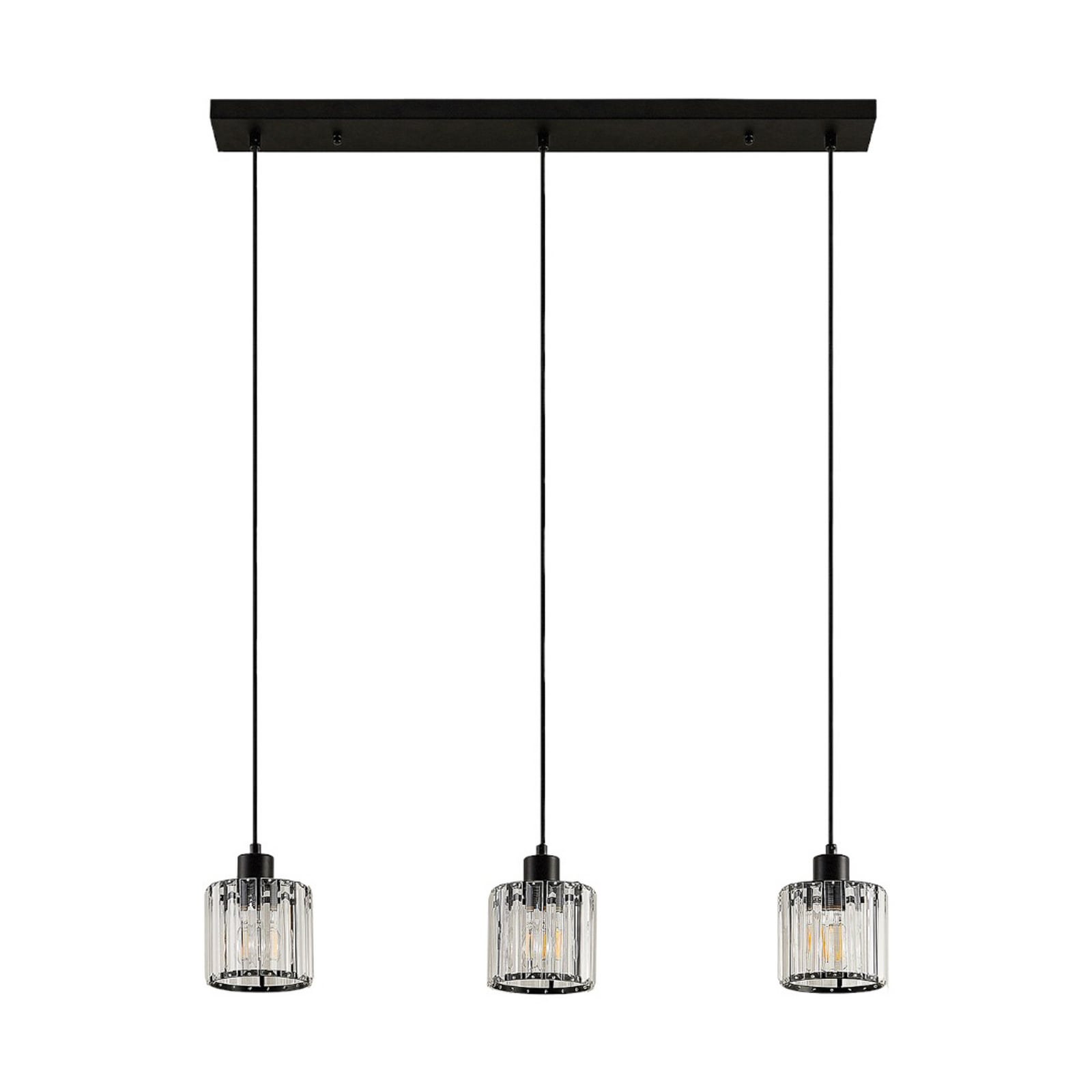 Lindby Hängeleuchte Vella LED Pendelleuchte Lampe 3-flg transparent 83cm schwarz - 4251096581195