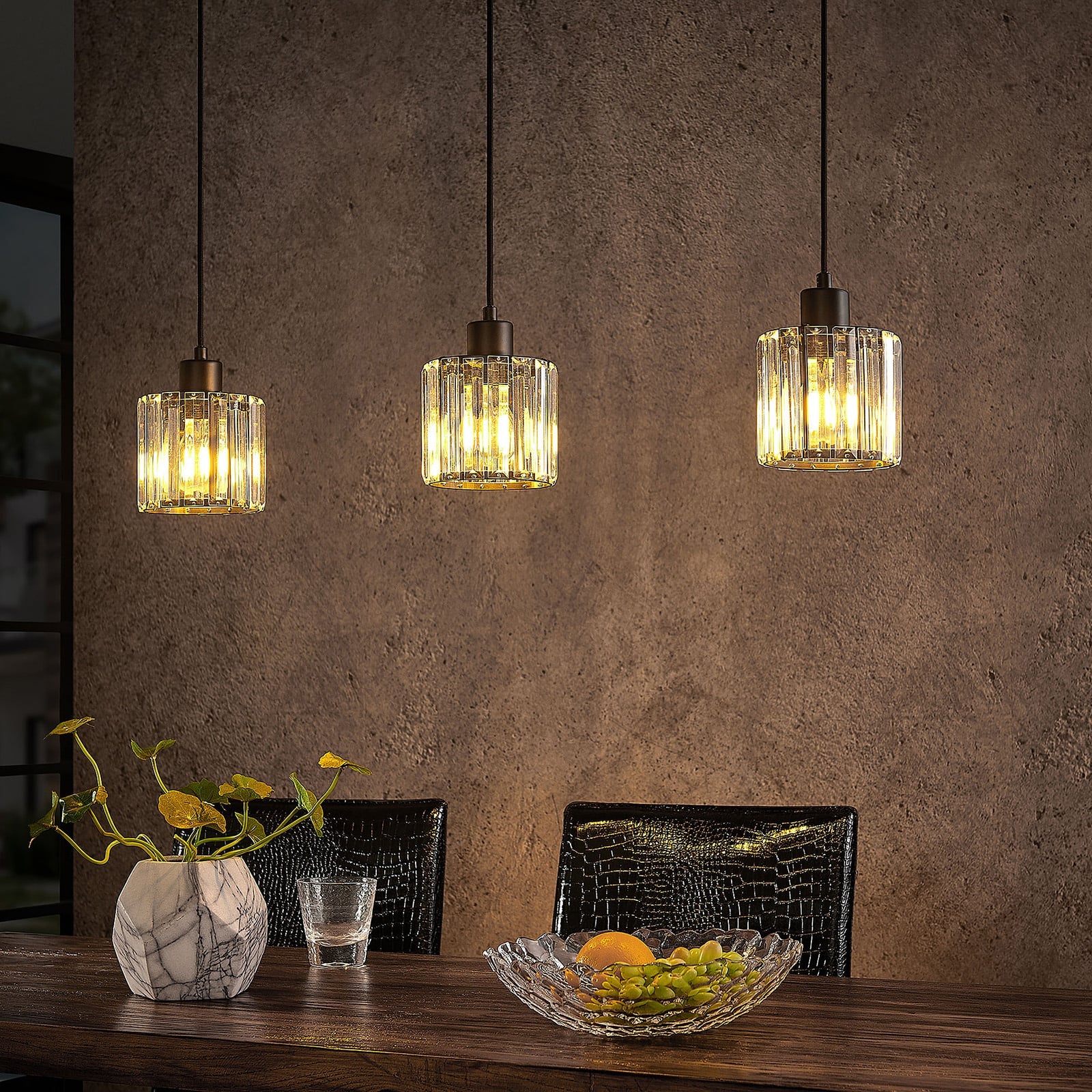 Lindby Hängeleuchte Vella LED Pendelleuchte Lampe 3-flg transparent 83cm schwarz - 4251096581195