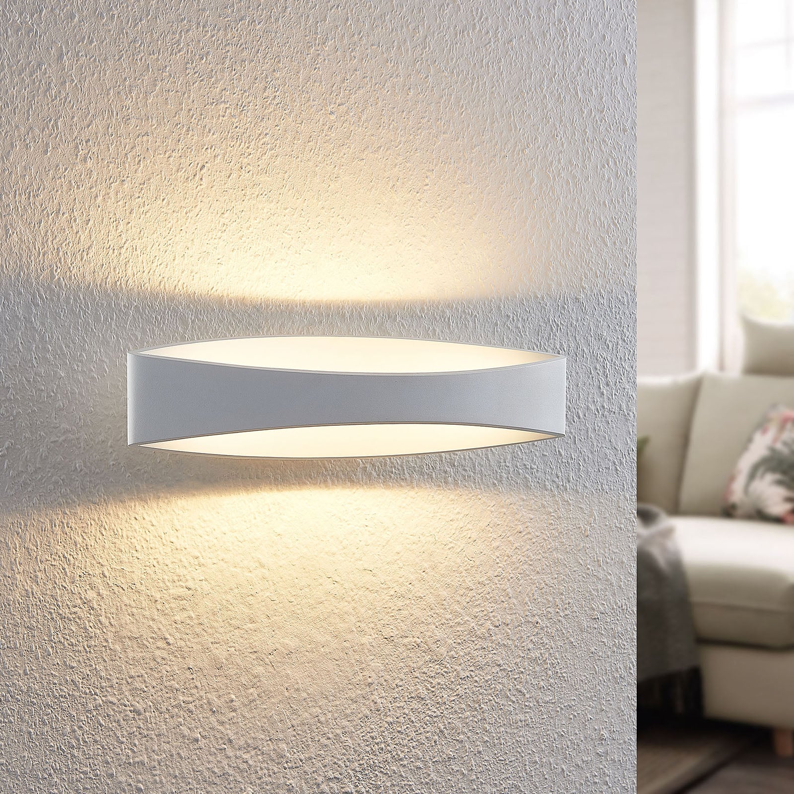 Arcchio Wandleuchte Jelle LED Lampe dimmbar warmweiß 3000K Metall weiß 44x10cm - 4251096592252