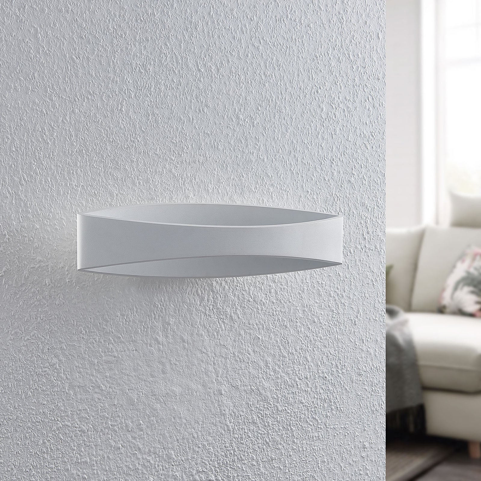Arcchio Wandleuchte Jelle LED Lampe dimmbar warmweiß 3000K Metall weiß 44x10cm - 4251096592252