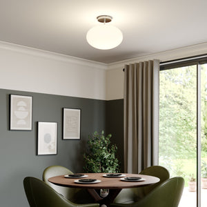 B-Ware Lindby Deckenlampe Sonika LED Lampe Leuchte dimmbar nickel Ø40cm oval glas