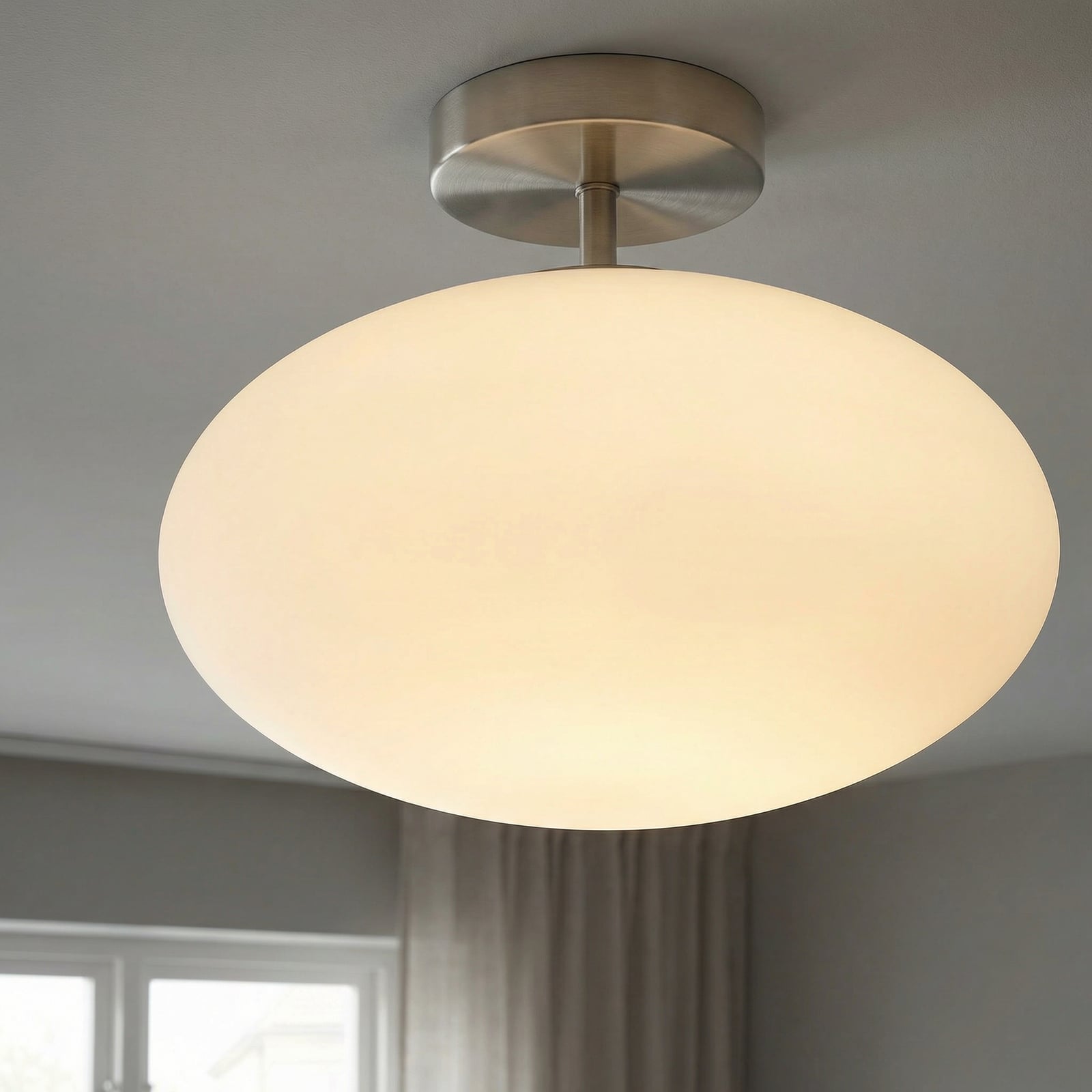Lindby Deckenlampe Sonika LED Lampe Leuchte dimmbar nickel Ø40cm oval glas - 4251096581713