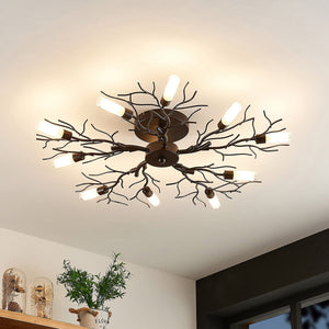 B-Ware Lindby Deckenleuchte Bigna LED Lampe 10-flammig dimmbar dunkelbraun Ø 68 cm G9