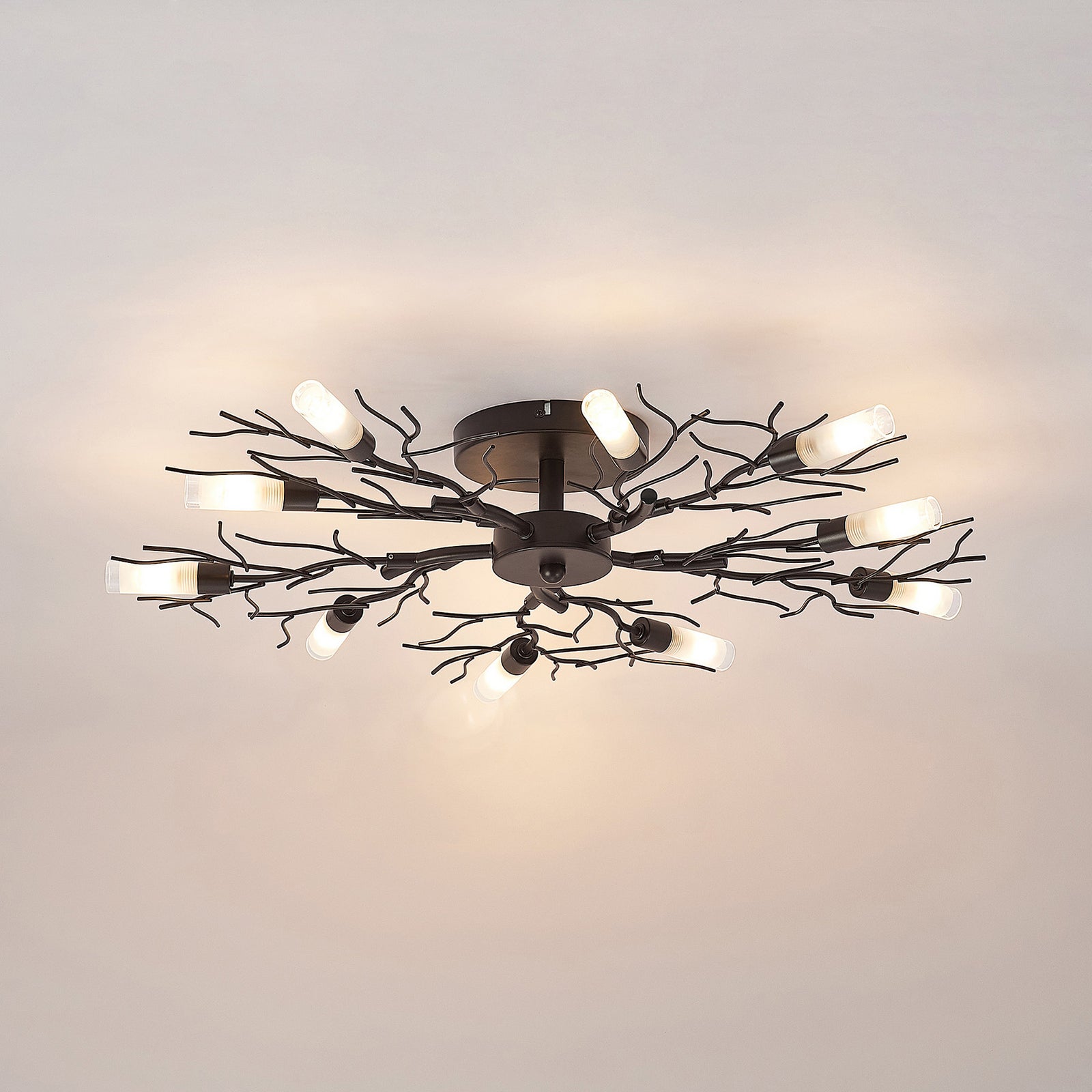 Lindby Deckenleuchte Bigna LED Lampe 10-flammig dimmbar dunkelbraun Ø 68 cm G9 - 4251096599732