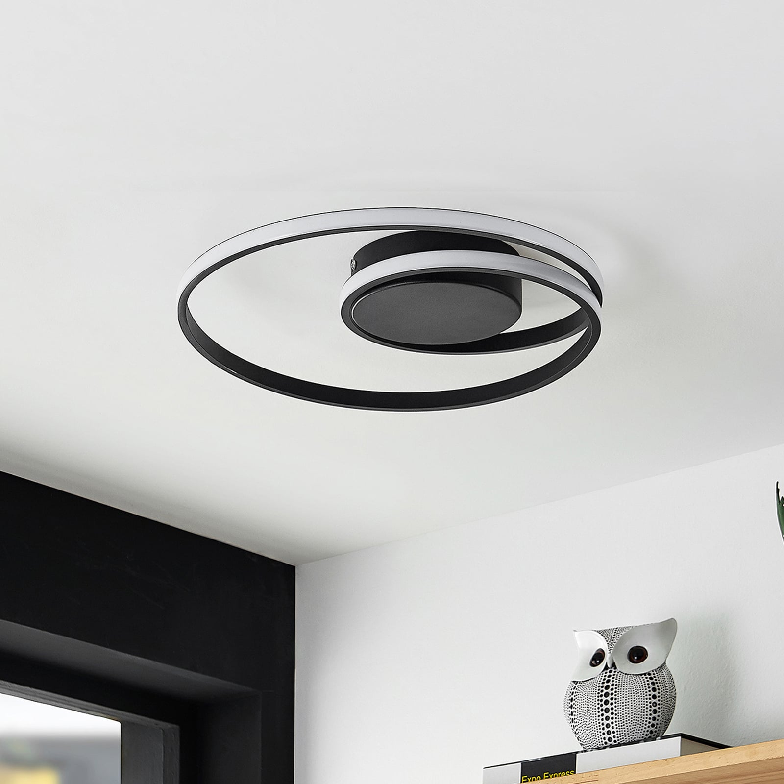 LED Deckenleuchte Lampe Youna schwarz Lindby Alu dimmbar Lichtspender Deckeneuch - 4251096591033